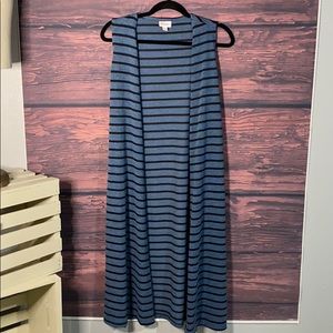 Lularoe blue striped long vest